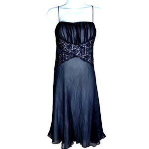 Vintage 90s Anne Klein Silk Lace Empire Babydoll Slip Dress Womens 10 Whimsygoth